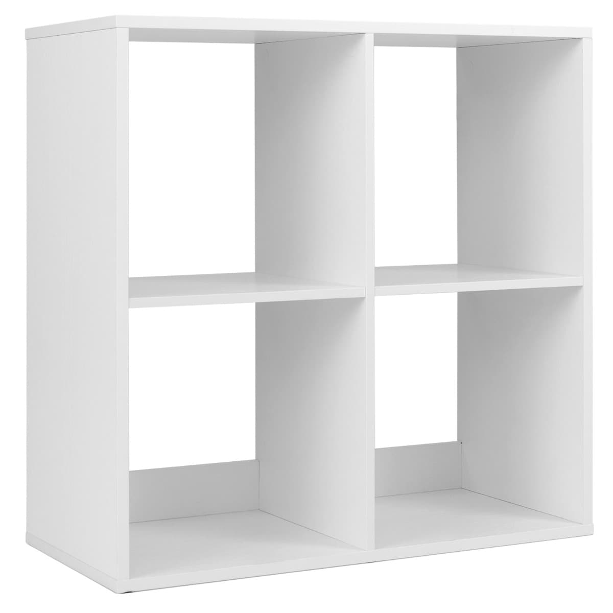 CostwayLot de 2 Etagères à 4 Cubes Bibliothèque à 2 Niveaux Bibliothèque Autoportante Style Rustique Etagère de Présentation Ouverte en 2 PCS Blanc