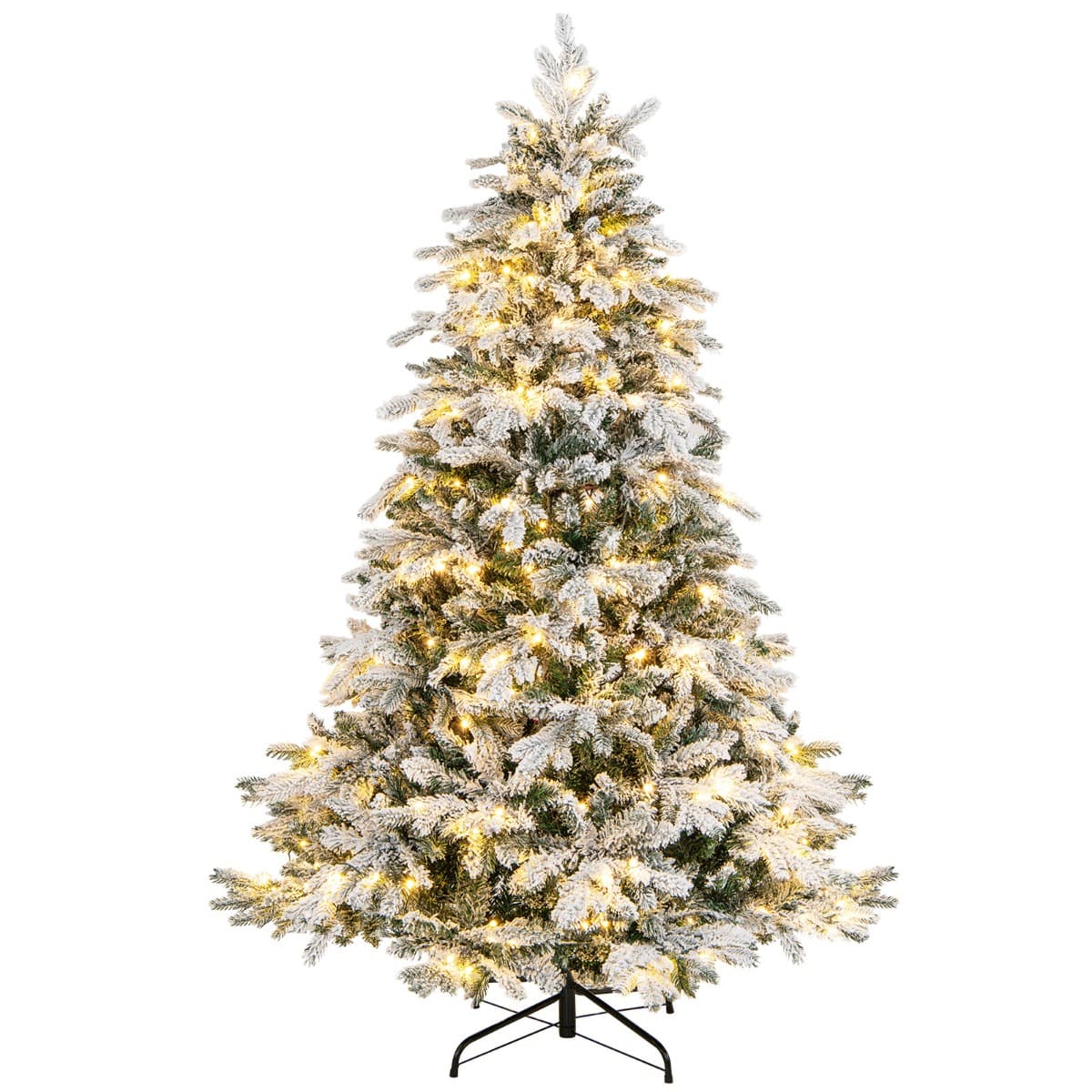 CostwaySapin de Noël Artificiel 180 Avec 1415 Branches 260 Lumières Led Blanc Chaud Floqué Charnières Arbre de Noël Pré-Éclairé Installation Rapide