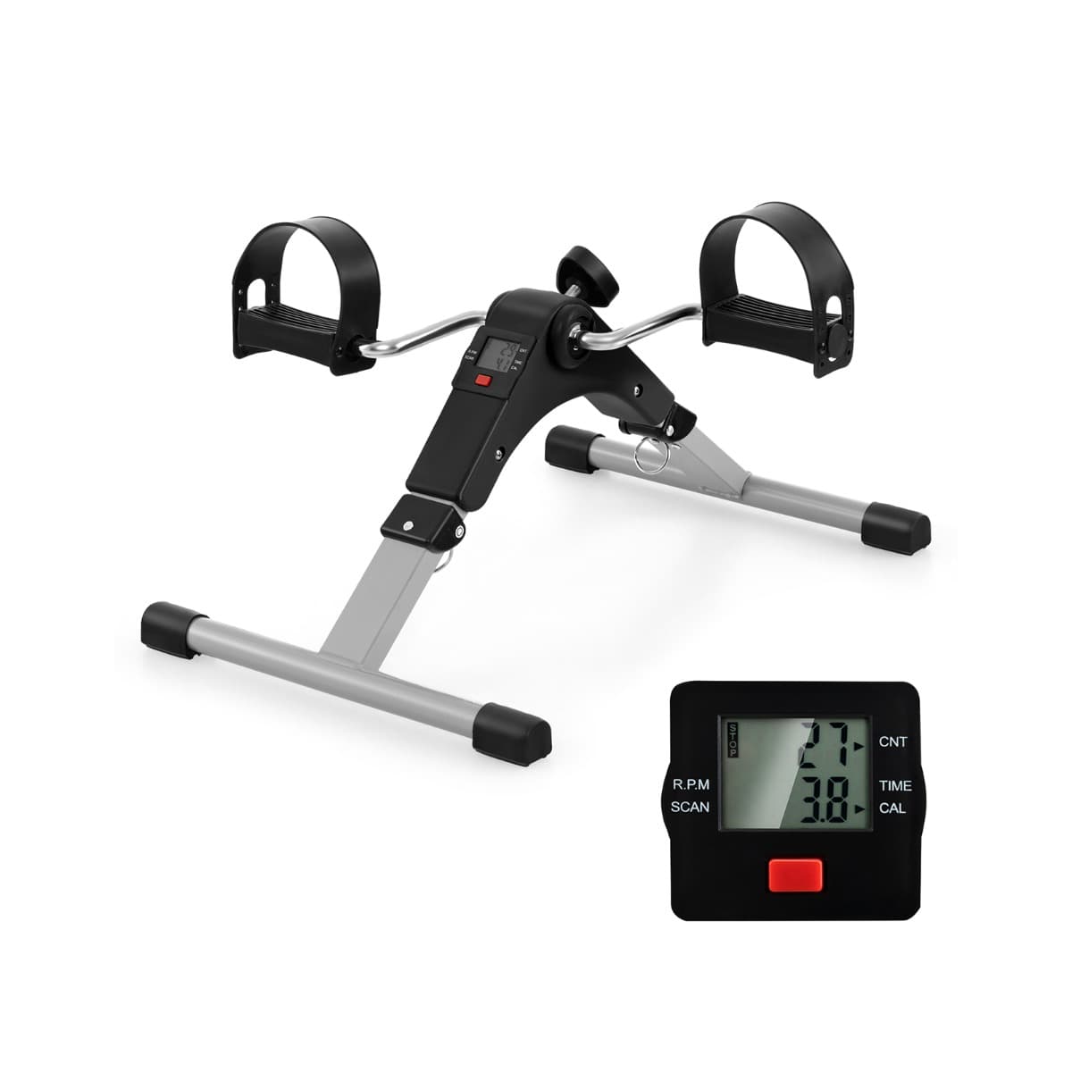 CostwayMini Vélo d'Appartement Pliable pour Exercices Pédalier d'Appartement avec Résistance Réglable pour Entraînement Ecran LCD Noir
